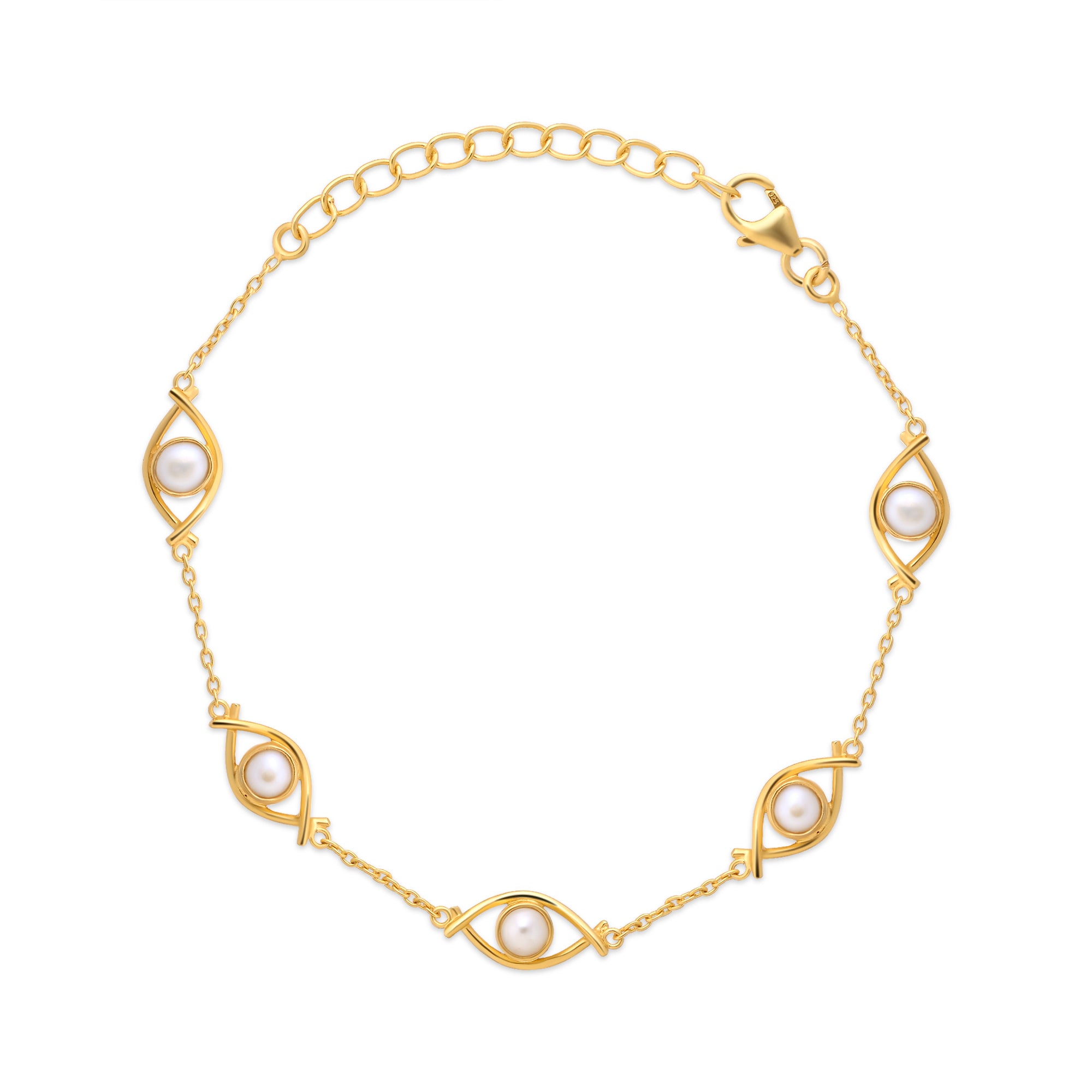The Golden Eyelet Pearl Bracelet