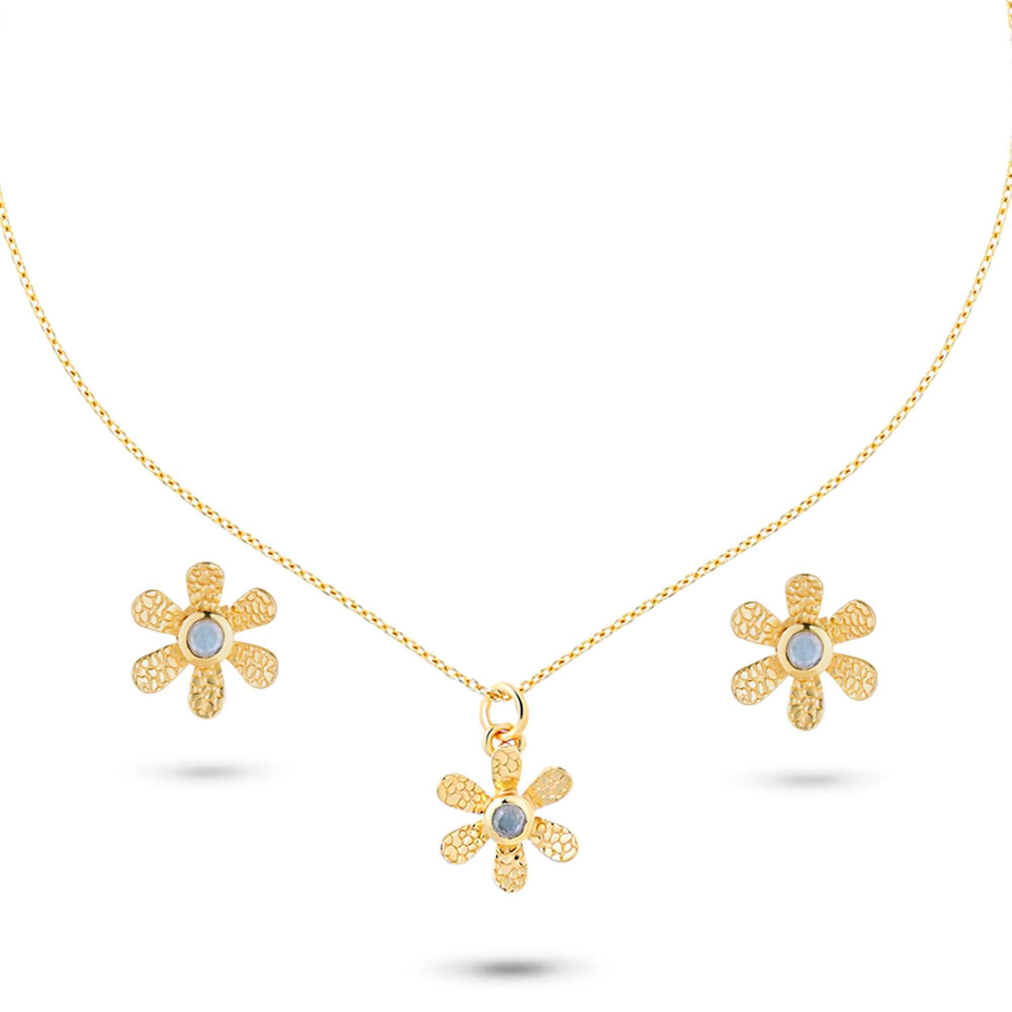 The Golden Flower Pendant Set