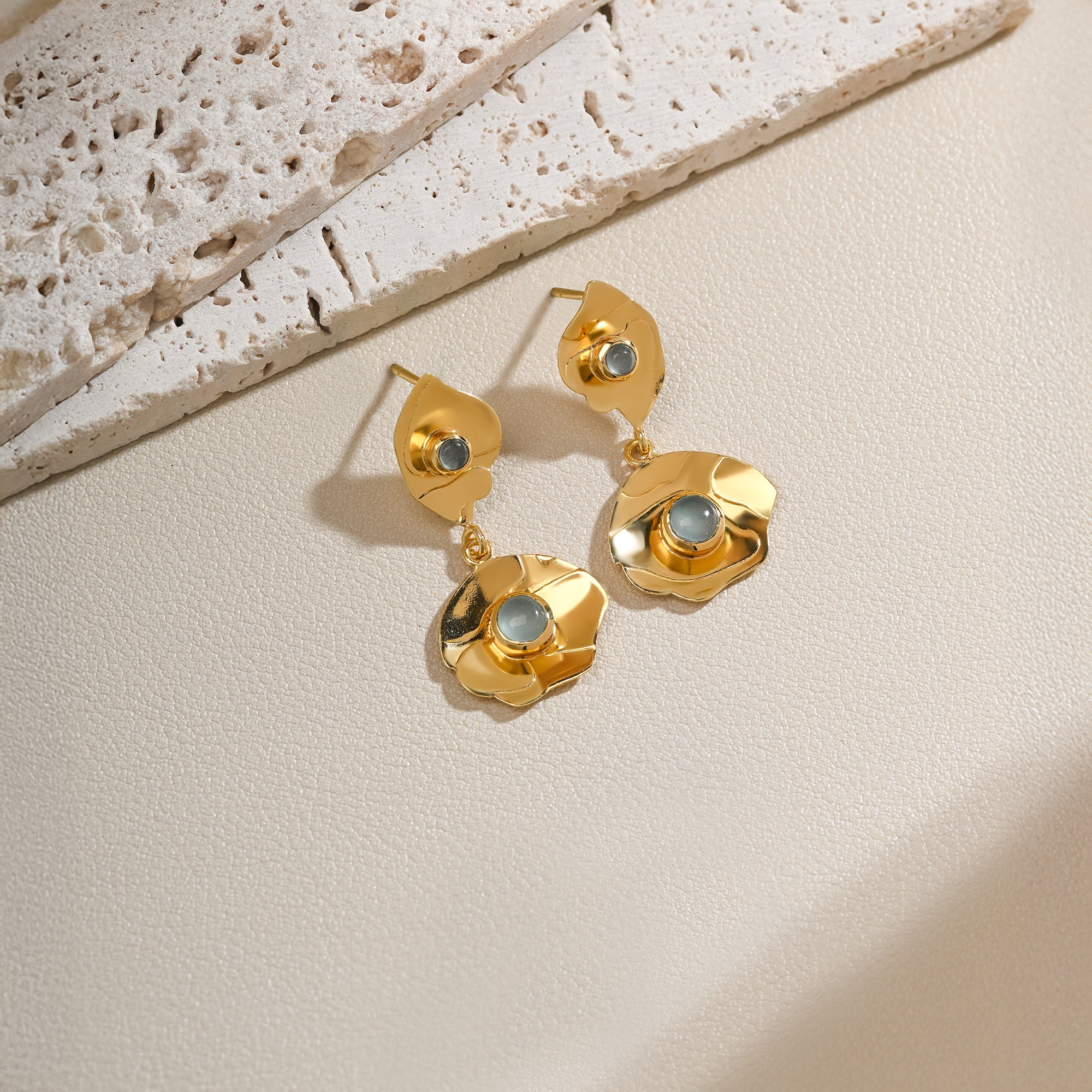 Twin Leaf Whisper Drop Earrings